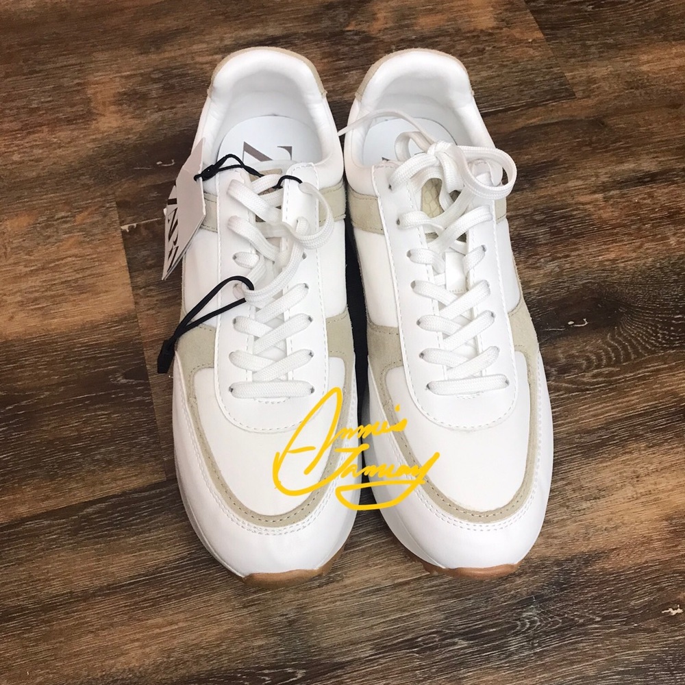 ZARA Women's Combo Platform Sneakers(White, US 8, 9/EUR 39, 40)